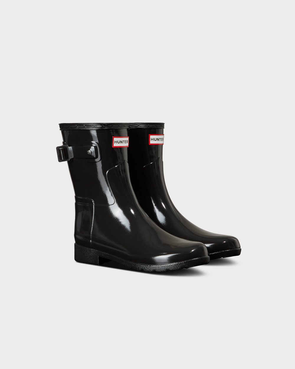 Hunter Refined Slim Fit Gloss Short Rain Boots - Online Womens Black - WFMDSX379